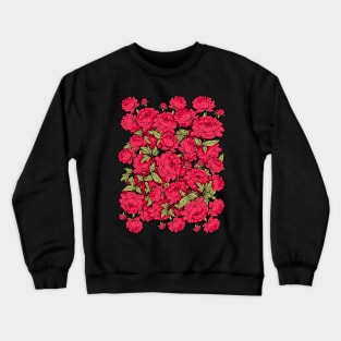 Red Peonies with Gold Leaves Crewneck Sweatshirt